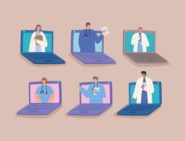 six virtual doctors vector