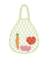 groceries in mesh bag vector