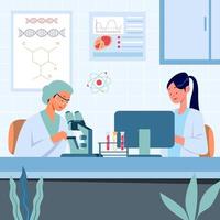 Young Scientist Woman In Laboratory vector
