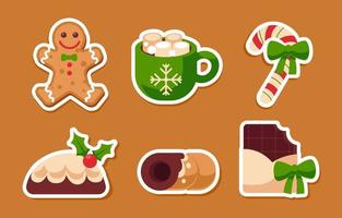 Cute Christmas Food Sticker Collection vector