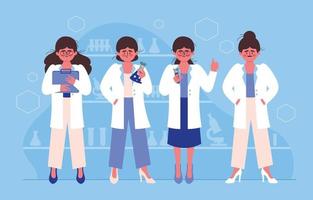 Science Woman Character Template Set vector