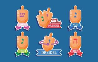 etiqueta engomada del juego dreidel vector