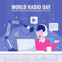 ilustración del día mundial de la radio vector