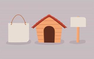 doghouse and signboards vector