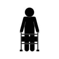 man with walker silhouette style icon vector design