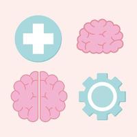 diseño de vector de conjunto de símbolo de salud mental