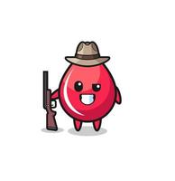 blood drop hunter mascot holding a gun vector