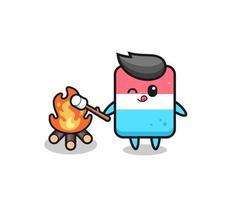 eraser character is burning marshmallow vector