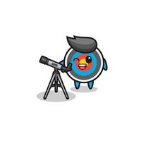 Mascota de astrónomo de tiro con arco de destino con un telescopio moderno vector