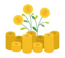 money branches and coins vector