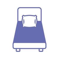 línea de cama de casa y diseño de vector de icono de estilo de relleno