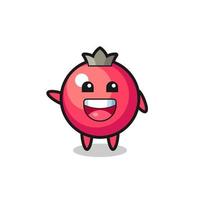 happy cranberry cute mascot character vector