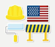 four labor day items vector