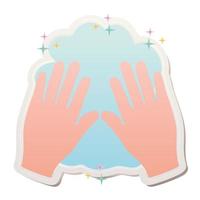 wash your hands covid19 pandemic stickers with hands and foam vector