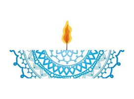 mandala of color blue with a red candle on white background vector