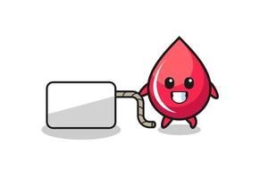 blood drop cartoon is pulling a banner vector