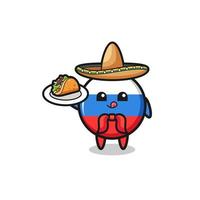 rusia, bandera, mexicano, chef, mascota, tenencia, un, taco vector