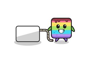 rainbow cake cartoon is pulling a banner vector