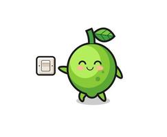 cartoon lime is turning off light vector