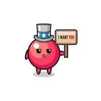 cranberry cartoon as uncle Sam holding the banner I want you vector