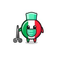 cirujano, italia, bandera, mascota, carácter vector