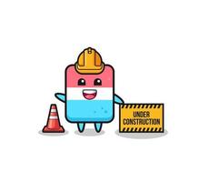 illustration of eraser with under construction banner vector