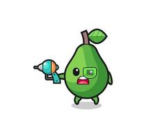 cute avocado holding a future gun vector