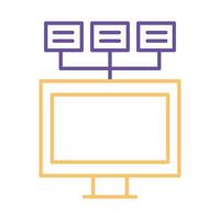 computer with flow chart line style icon vector design