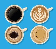 four coffee cups vector