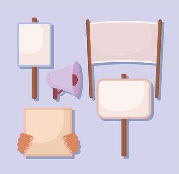 five protest items vector