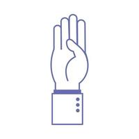 b hand sign language line and fill style icon vector design