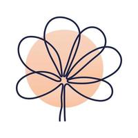 clover plant with stem, one line style vector