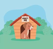 dog with doghouse vector