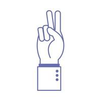 v línea de lenguaje de señas de mano y diseño de vector de icono de estilo de relleno