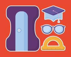 four school items vector