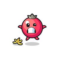 cranberry cartoon is slip on a banana peel vector