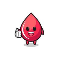 blood drop mascot doing thumbs up gesture vector