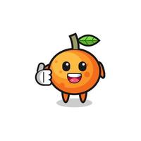 mandarin orange mascot doing thumbs up gesture vector