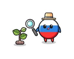 cute russia flag herbalist researching a plants vector