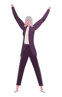 Senior woman cartoon with hands up vector design