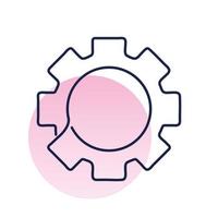 gear nut one line style with back ground pink vector