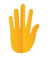 yellow silhouette with one hand and five fingers on white background vector