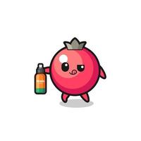 cute cranberry holding mosquito repellent vector
