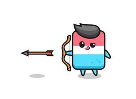 illustration of eraser character doing archery vector