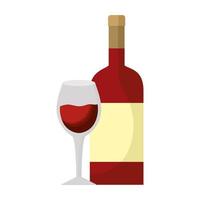 wine bottle and cup vector design