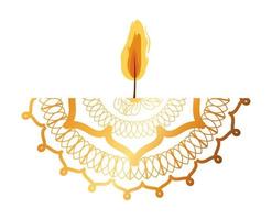 mandala of color orange with a orange candle vector