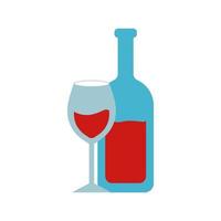 wine bottle and cup flat style icon vector design