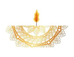 mandala of color orange with a red candle on white background vector