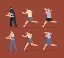 six persons working vector