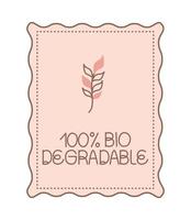 one hundred percent biodegradable card vector